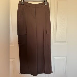 Express High-Waisted Brown Cargo Trouser Pants | Convertible Hem